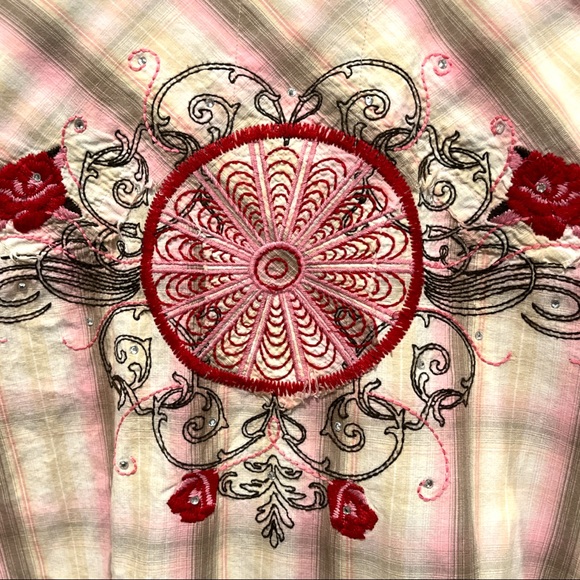 Country Royalty Snap front embroidered with rhinestones cotton shirt Medium - Picture 5 of 9